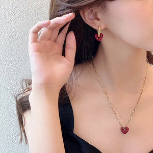 Pendientes de plata de primera ley con forma de corazón para mujer, aretes, aros, aros, oro de 18 quilates, 18K, Estilo Vintage - Product Image 2