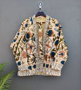 100% Best Quality Suzani Hand Embroidered Short Jacket Embroidery Kimono Robe Boho Style Classic Elegant Jacket - Product Image 1