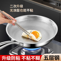 Yolecen 5-Schicht 316 Edelstahl Klassische Umweltfreundliche Antihaft-Bratpfanne mit Flachboden WOK-Pfanne für den Hausgebrauch