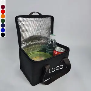 Isolierte Kühltasche Tragbar mit Logo Black Blank Cooler Lunch Bag für Lebensmittel Wieder verwendbare wärme isolierte Kühltasche Vlies