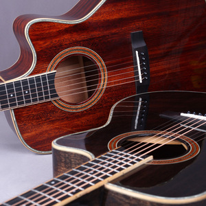 Đàn Guitar Acoustic dân gian 41 inch không có thương hiệu Gỗ gụ màu cà phê bóng loáng đầy đủ bảng đơn-Có mặt sau phong/Mặt Gỗ Mun 6 dây - Product Image 2