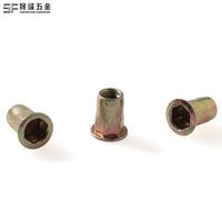 Rivet à tête dôme basse profilée, demi-hexagonal, à trou traversant, en acier doux, couleur or, revêtement zinc, pour la fabrication de tôles