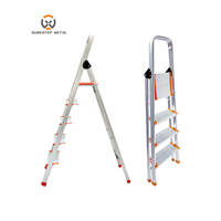 Échelle en aluminium 4/5/6 marches larges pliantes Échelle domestique Échelle d'intérieur portable avec main courante