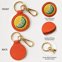 Luxuriöser handgefertigter Nadelstick-Schlüsselanhänger aus Zinklegierung mit Cartoon-Motiv, 3M selbstklebender Leder-Patch, DIY Blanko-Einsatz, Zitrus-Charm, individuell anpassbar