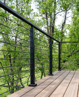Kit de garde-corps horizontal sur mesure en usine, poteaux en aluminium thermolaqué noir, garde-corps à barres solides pour terrasse résidentielle