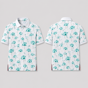 Polo de Golf Personalizado Premium para Hombre con Estampado Playero, Ropa de Resort de Marca Privada con Tecnología de Absorción de Humedad, OEM - Product Image 4