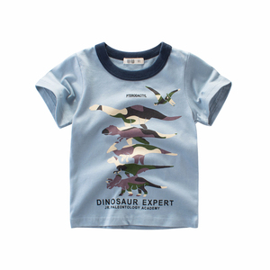 T-shirt à manches courtes pour garçon, personnalisé, nouveau modèle 2021, vêtements d'été pour enfants, camouflage, imprimé dinosaure de dessin animé, 100% coton - Product Image 4