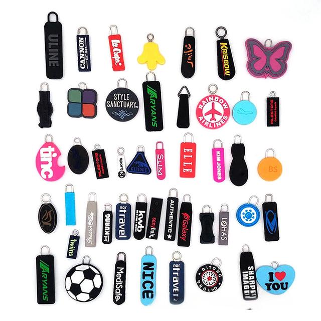 Wholesale Price Hot Sale China Silicone Zipper Pulls Custom logo Soft PVC Rubber Zipper Pullers for Garments Bags Shoes