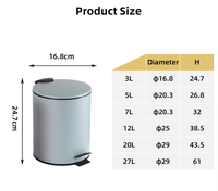 Poubelle à pédale fine de haute qualité avec couvercle, petite poubelle en métal pour la maison, 3/5 litres, avec seau intérieur amovible pour salle de bain