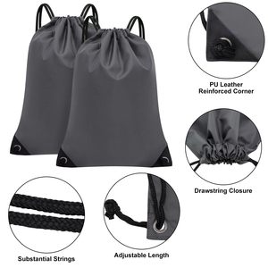 Özel Logo düz Polyester İpli çanta eko dostu İpli sırt çantası spor spor seyahat yüzme için - Product Image 4