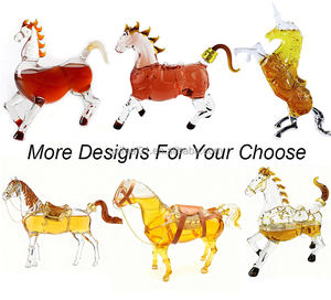 בקבוקי זכוכית שקופים בצורת סוס מוזהב לסיטונאות במפעל, בקבוקי ויסקי 1000 מ\\\"ל, בקבוקי יין ומשקאות חריפים - Product Image 2