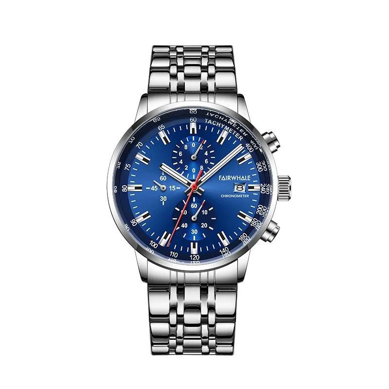 Fairwhale orologio da polso da uomo dal Design classico cronografo di lusso con cinturino in acciaio inossidabile orologio al quarzo