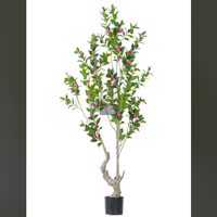 Arbre artificiel en plastique Camélia Rose avec pots - Décoration intérieure et extérieure pour la maison, le jardin, le bureau Fleur lumineuse