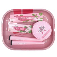 Vente en gros OHIS 10 en 1 Kit de fumée couleur rose ensemble de broyeur d'herbes portable avec plateau en métal ensemble d'accessoires de boîte à fumer à papier à rouler