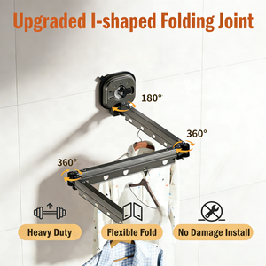 Étagère <span class=keywords><strong>à</strong></span> linge pliante murale robuste |   Ventouse/Sans perçage |   Séchoir <span class=keywords><strong>à</strong></span> linge rétractable en métal pour balcon domestique - Product Image 3