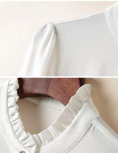 Camicia da donna in seta a maniche lunghe da donna alla moda <span class=keywords><strong>camicetta</strong></span> <span class=keywords><strong>con</strong></span> colletto arruffato e frontale - Product Image 5