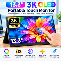 Layar Sentuh OLED 4K Layar Kedua 13,3 Inci Monitor Portabel 1ms Respon 178 Derajat Sudut Pandang Lebar USB-C untuk Laptop