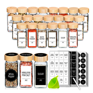 Ensemble de 36 pots à épices cylindriques ronds en verre de 4 oz avec étiquettes de marqueur à craie blanche 806, entonnoir, compte-gouttes, bouchon pompe, stockage complet des épices - Product Image 2