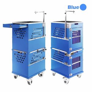 Set di Gabbie Impilabili Pieghevoli Portatili a Due Piani in Alluminio a Due Posti per Esposizioni Canine con Carrello e Cassetto per Toelettatura - Product Image 2