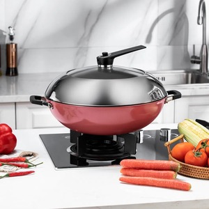 Best Selling Double Ear 304 316 Panal de acero inoxidable <span class=keywords><strong>Wok</strong></span> de cerámica Antiadherente <span class=keywords><strong>Wok</strong></span> Pan o cocina de inducción - Product Image 6