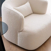 Fauteuil de salon en tissu bouclé beige style nordique, canapé moderne, fauteuil individuel, chaises modulaires