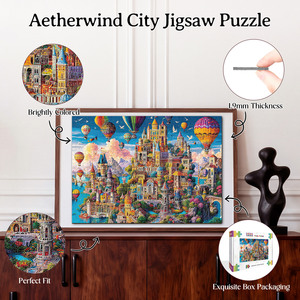 Puzzle de 1000 pièces Aetherwind City, puzzle personnalisé avec effet visuel 3D, jeu familial pour adultes, cadeau, décoration de la maison - Product Image 3