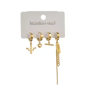 ODM 18k Gold Plated Stainless Steel Stud Earring Set Punk Style For Women