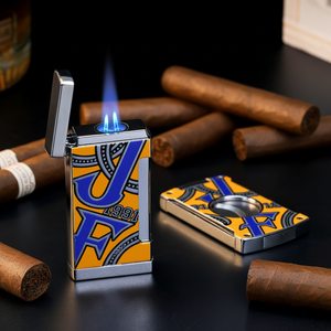 Accendino a Gas JIFENG JF-116 con Doppia Fiamma, Design Elegante con Stampa Colorata, in Metallo, con Tagliasigari - Product Image 6