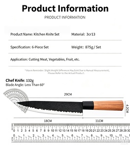 Complete 6 Pieces Kitchen <b>Knife</b> <b>Set</b> with Gift Box Packaging Stainless Steel <b>Sharp</b> Cooking <b>Knives</b> with Scissors and Peeler Gift - Product Image 4