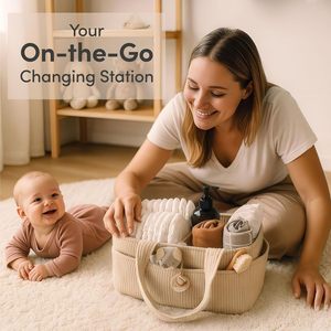 Portable Mommy Nursery Organizer Baby Diaper <strong>Storage</strong> Basket <strong>Nappy</strong> Caddy-for On-the-Go <strong>Storage</strong> - Product Image 2
