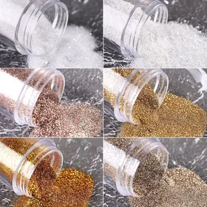 Ensemble de 6 paillettes pour ongles, paillettes blanches dorées effet sucre, poudre de sucre pour ongles, décoration de manucure scintillante - Product Image 2