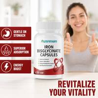 Bisglicinato de Hierro Ferroso OEM, Absorción Deportiva Sin Efectos Secundarios Gastrointestinales, Cápsulas de Bisglicinato de Hierro Sin Gluten