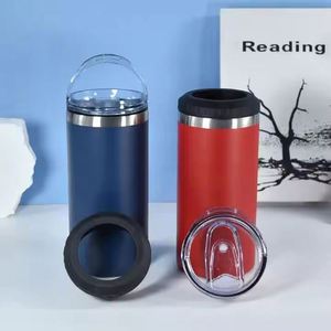 Canette isotherme personnalisée en acier inoxydable de 16 oz à double paroi avec deux couvercles et ouvre-bouteille, design imprimé numérique - Product Image 2