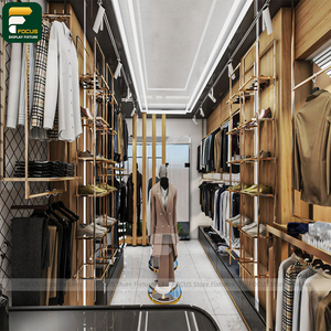 Présentoir de Luxe pour Magasin de Mode avec Base en Pierre, Armoire à Vêtements Suspendus, Ensemble de Mobilier de Détail Haut de Gamme - Product Image 4