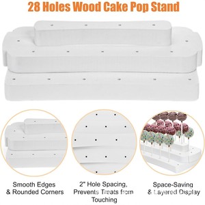 Cross-border three-tier wooden lollipop stand, cake display stand, dessert table, storage rack, cross-border party <b>decoration</b> - Product Image 2
