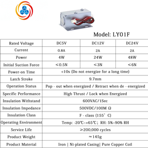 SHMi LY01F Verrou de meuble, mini tige télescopique, électro-aimant, loquet électromagnétique DC5V/12V/24V, course de loquet 9,7 mm, serrure en zinc - Product Image 6