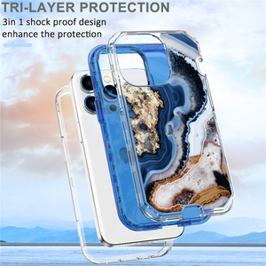 Fundas de teléfono de mármol 2024 para iPhone 16 Pro Max 15 Plus 14 13 12 Mini 11 XR 8 Plus 3 en 1, funda protectora resistente a prueba de golpes - Product Image 6