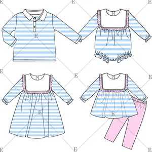 Комплекты одежды для мальчиков и девочек, детская одежда с кокеткой и бантом, детские трикотажные осенние комплекты с длинным рукавом