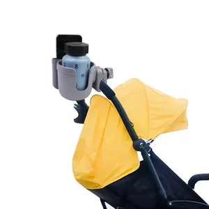 Baby Travel 2 In 1 Stroller Cup Holder With Phone Holder Silicone Mat Universal Cup Holder For Stroller
