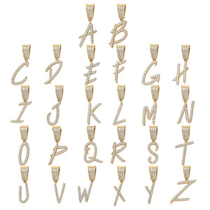 RQ-Colgante personalizado con nombre y letra Circonia cúbica para hombre y mujer, joyería de rapero, Hip Hop - Product Image 5