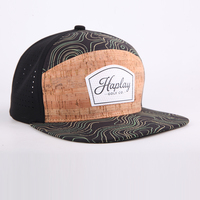 Casquette Snapback 7 panneaux en liège avec logo personnalisé, perforations découpées au laser, casquette de golf imprimée, visière plate, imperméable, séchage rapide, casquette de sport et de baseball