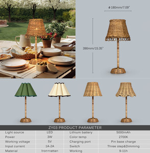 <span class=keywords><strong>Lampe</strong></span> de table moderne en <span class=keywords><strong>bambou</strong></span>, sans fil, batterie rechargeable incluse, tissage en <span class=keywords><strong>rotin</strong></span> naturel, commande tactile, <span class=keywords><strong>lampe</strong></span> de table LED - Product Image 6