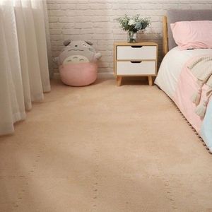 Alfombrillas de piso entrelazadas rectangulares de color sólido antideslizantes para dormitorio infantil, diseño moderno, cobertura total, fáciles de limpiar - Product Image 1