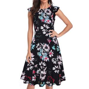 <strong>Womens</strong> Black Career <strong>Dresses</strong> Ruffle Arm Modern <strong>Funeral</strong> Attire Flared a Line Sundress Vintage Clothes Party <strong>Dress</strong> - Product Image 4