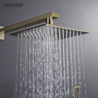 Empolo CUPC Robinets Mitigeurs Muraux en Laiton Doré pour Lavabo, Effet Pluie, Robinetterie de Douche et Bain