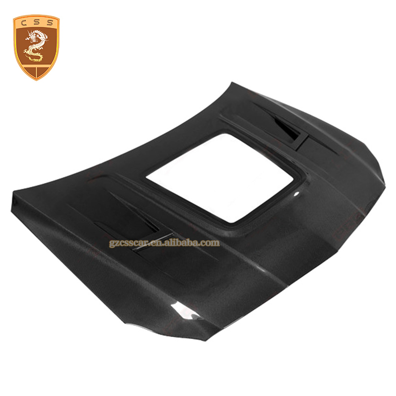 Transparent Glass Engine Hood - Carbon Fiber Cover for