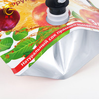 Sacs à jus portables personnalisés en plastique et aluminium, imprimés par gravure, résistants à l'humidité, avec bec verseur, valve supérieure et poignée thermoscellable