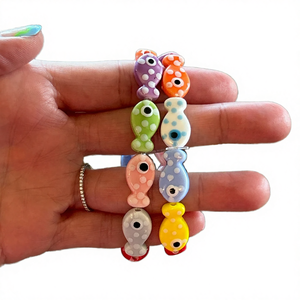 Perles en céramique colorées Go2boho, petites perles à pois, perles en argile blanche et bleue, évaluation tierce partie, bracelet DIY, bijoux, Chine - Product Image 4