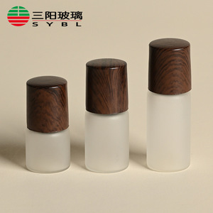Botella de Perfume Roll-on de Vidrio Transparente Esmerilado de 1ml, 2ml, 3ml, Recargable, para Aceites Esenciales, Líquidos Cosméticos, Muestra, Tapa de Madera Oscura - Product Image 1