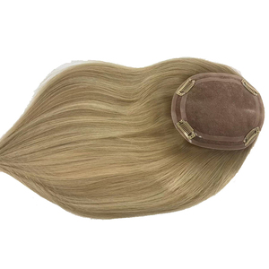 Vente en gros de postiches humaines alignées sur les cuticules attachées à la main 100% postiche Blonde Monofilament Topper pour les Blancs Base Mono chinoise - Product Image 3